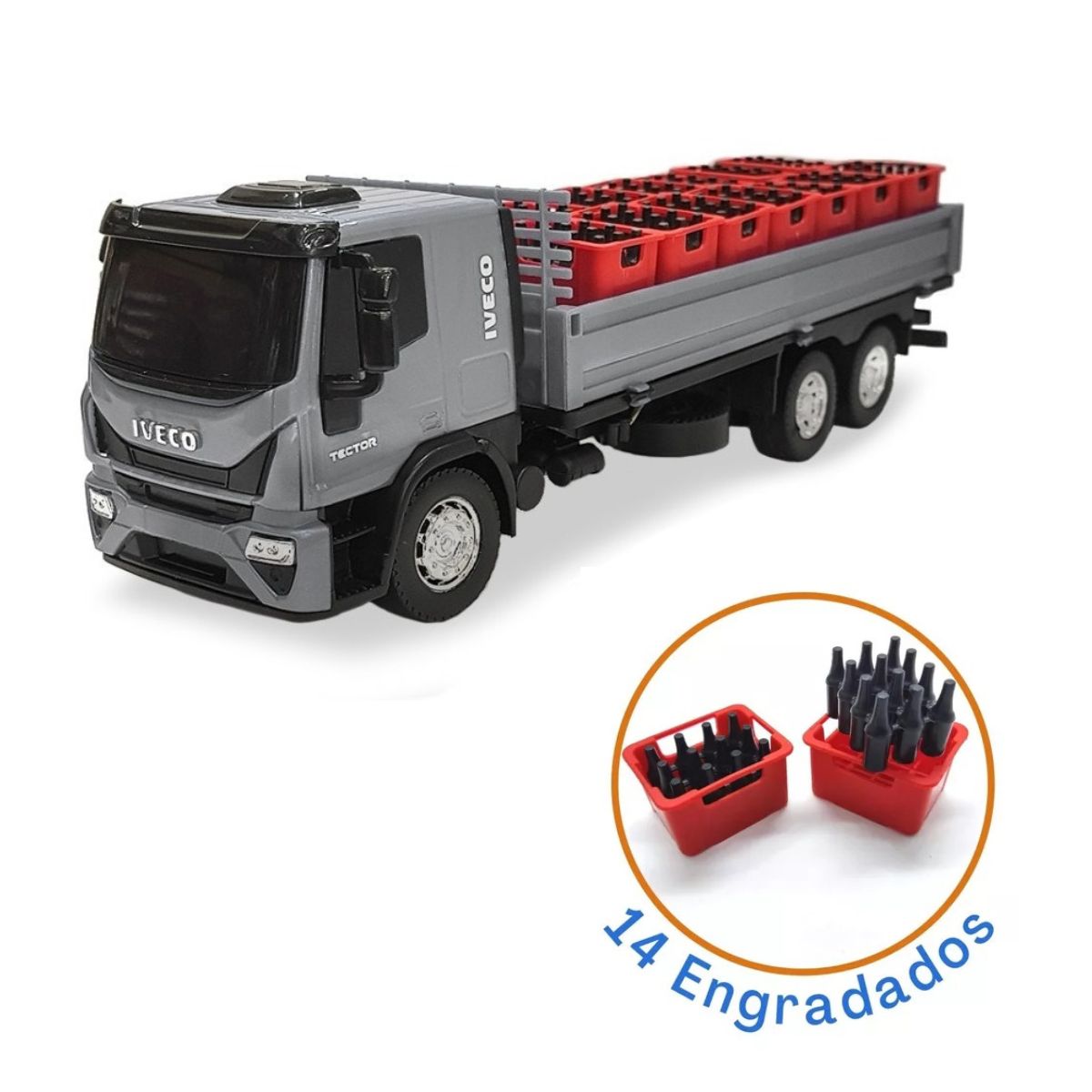 Brinquedo Caminhão De Bebidas Iveco Dropside Cinza - Usual Brinquedo Caminhão De Bebidas Iveco Dropside Cinza - Usual
